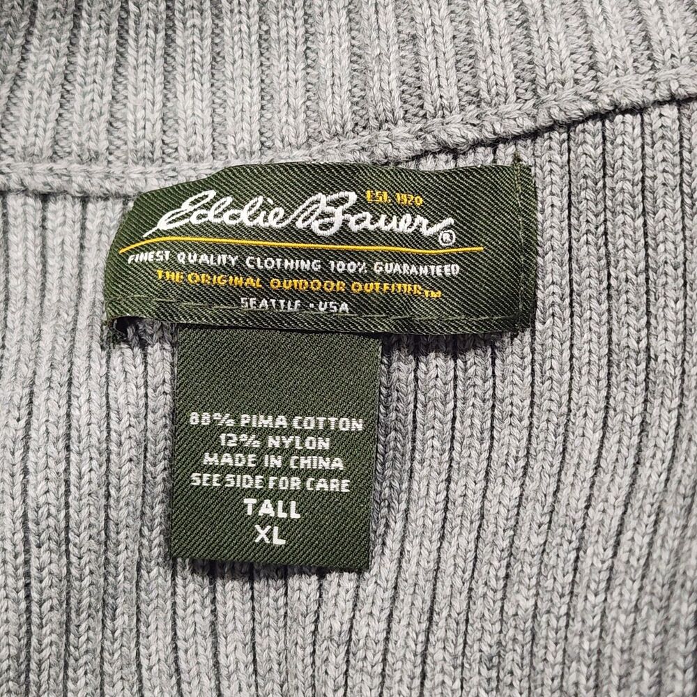 Eddie Bauer Men's Sweater Full Zip Outdoor Cardigan Gray Sizes XLarge Tall - Picture 7 of 8